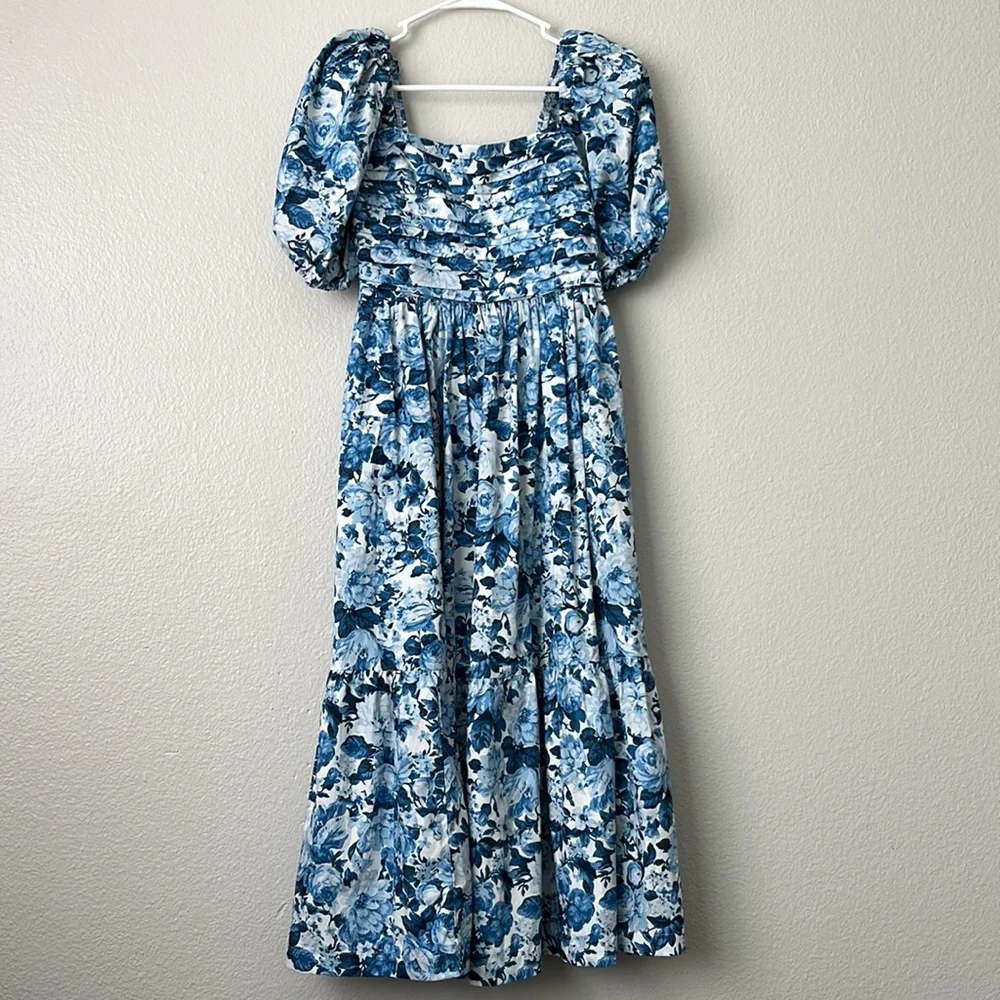 Abercrombie & Fitch Blue Floral Midi Dress - Picture 3 of 4